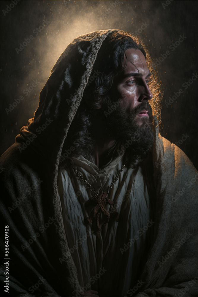 Portrait of a man with beard depicting Evangelist St. Mark, created with Generative AI technology Portrait of a man with beard depicting Evangelist St. Mark, created with Generative AI technology