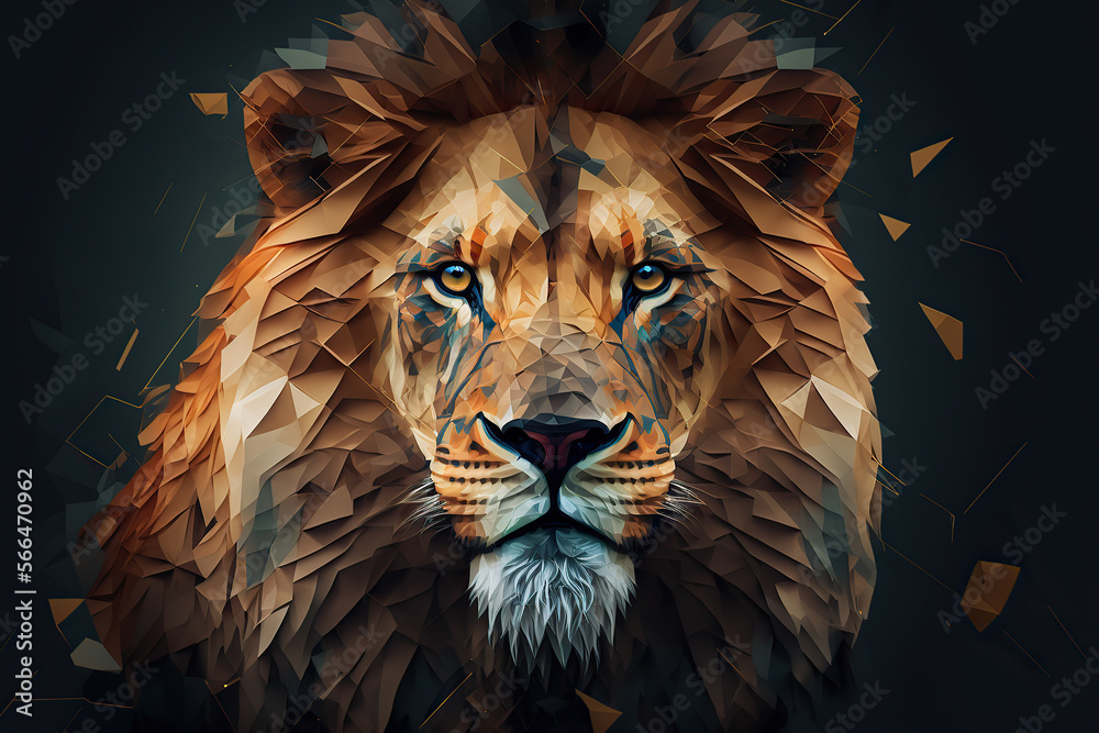 Lion, Polygonal graphics, Generative AI