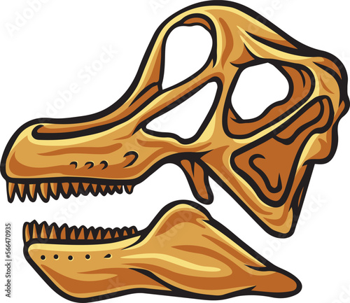 Brachiosaurus dinosaur skull fossil illustration #566470935