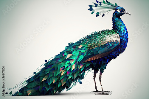Peacock, Polygonal graphics, Generative AI