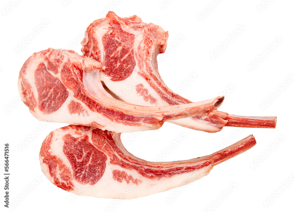 Australian lamb rack cutlets or Raw Frenched Rack Rib with isolate on