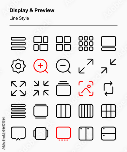 A set of customizable display and preview icons. Perfect for app and web interfaces, graphic design, and other projects