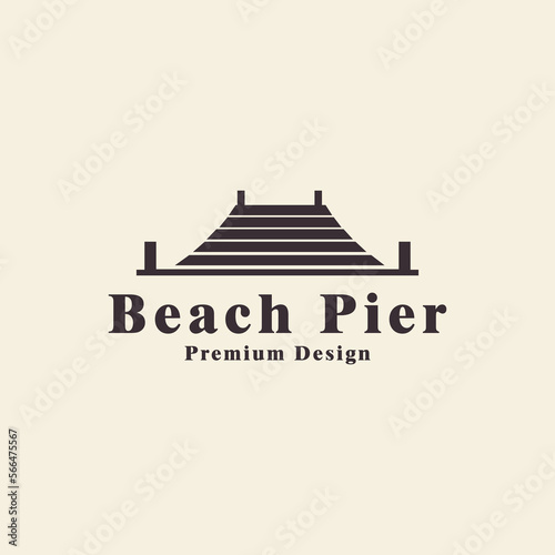 harbor pier retro style icon vector logo design ilustration for company