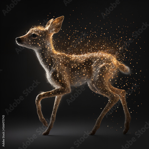 fawn covered in golden glitter Generative AI