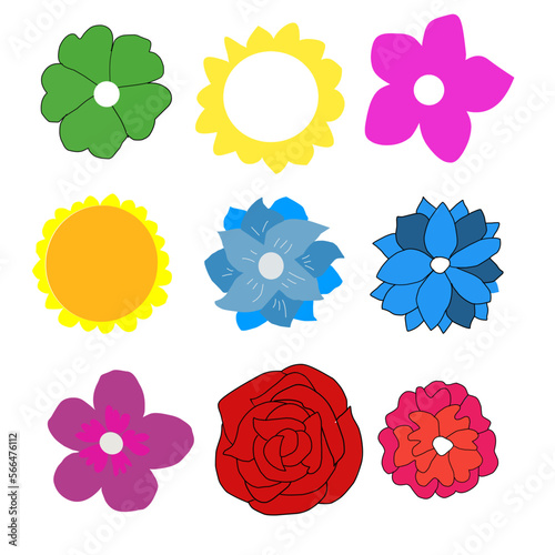 vector flowers clipart set. sticker with colorful image and easy to use. suitable for social media content or retro poster