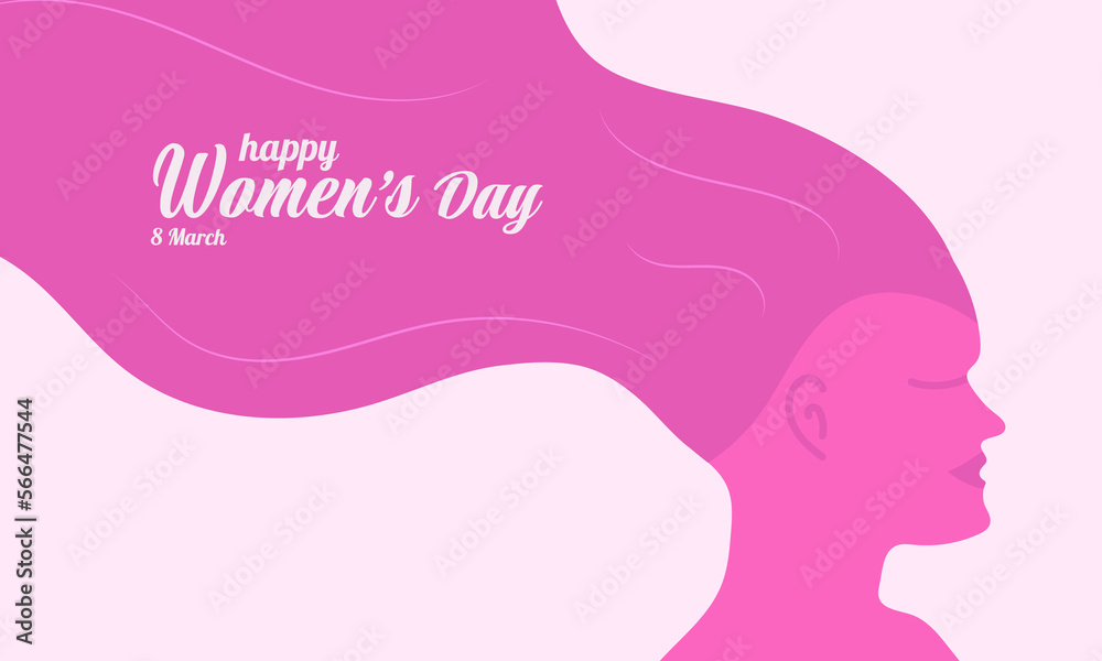 Happy International Women's Day Background With Women Silhouette. Suitable for your Design, invitations, posters, banners, Wallpaper, Postcard, Social Media Template. Vector Illustration