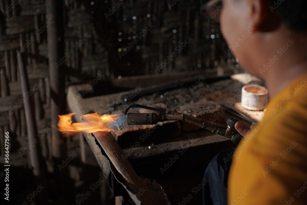 The process of making keris is done manually and traditionally The process of making keris is done manually and traditionally