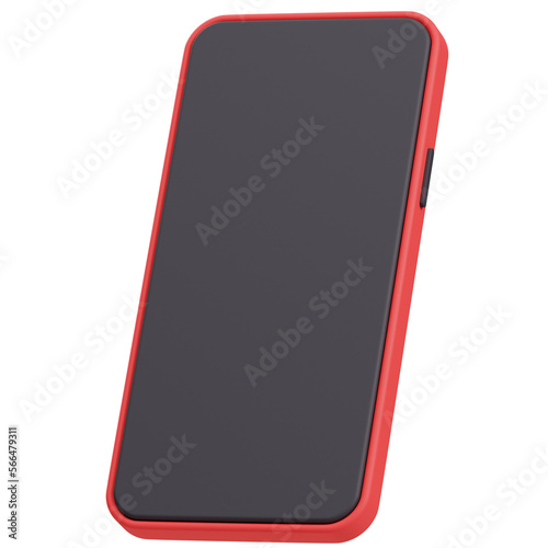 Smartphone communication internet device with red and black color in simple design 3d rendering icon