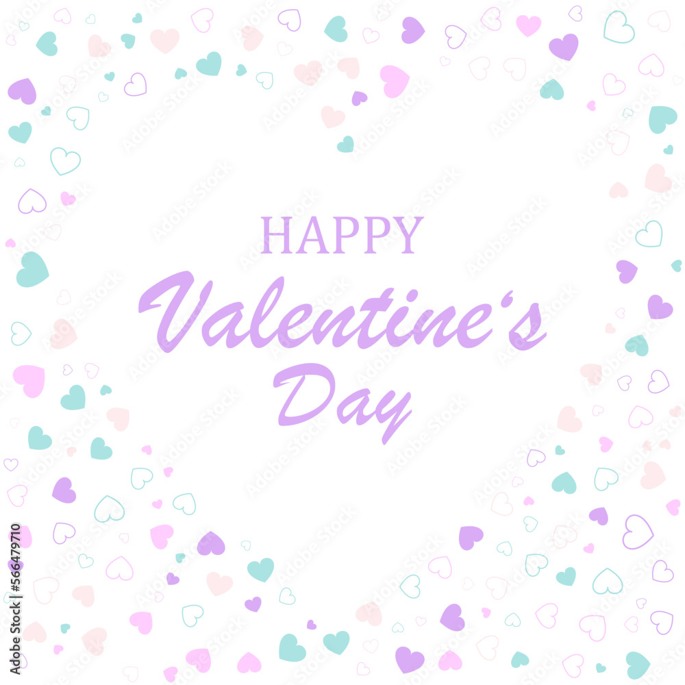 happy valentines day with random hearts pattern background