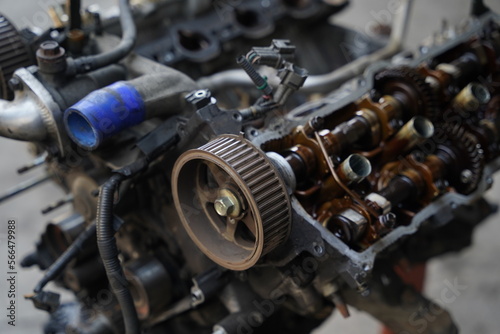 Car's engine close up for details