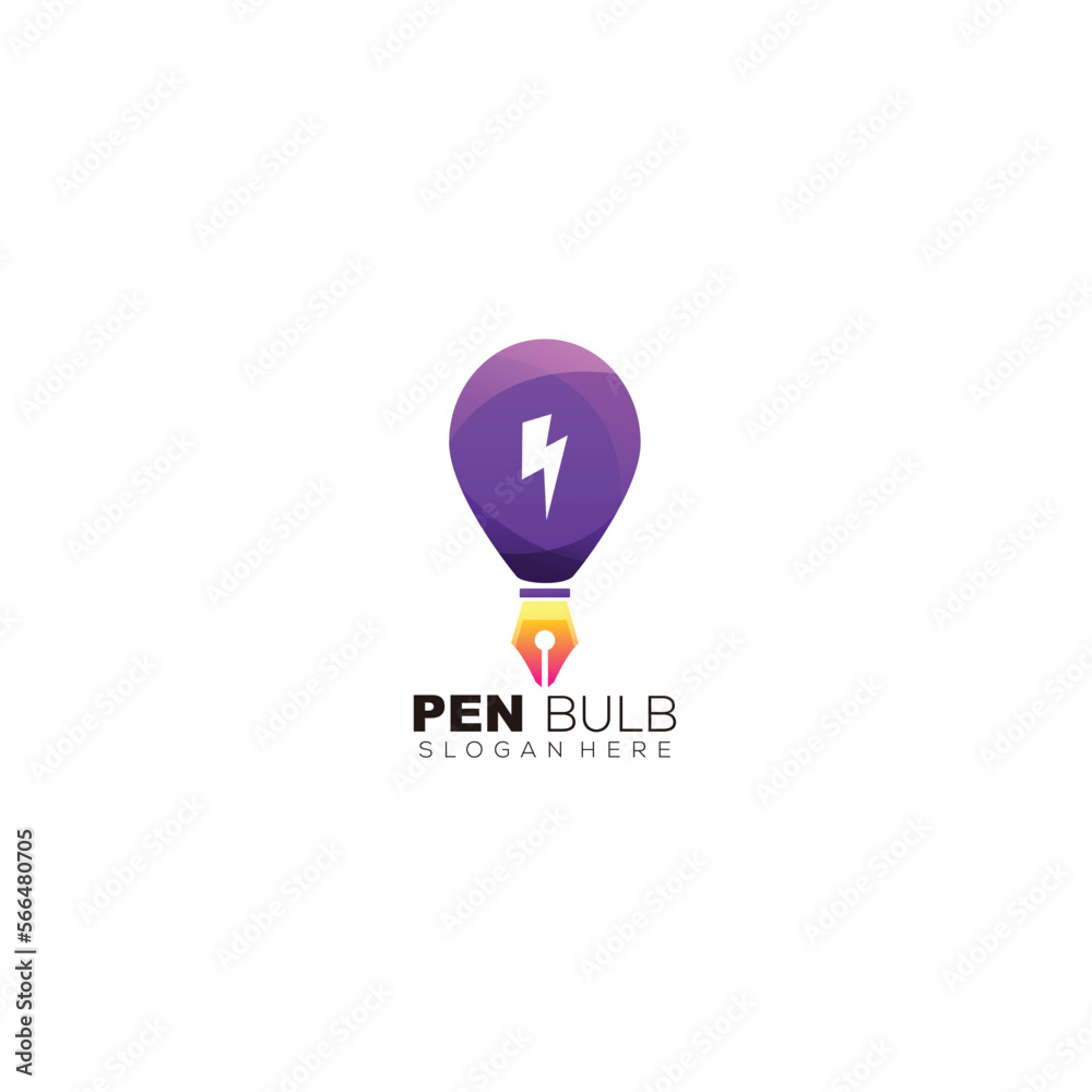 pen with bulb energy logo icon design for business pen with bulb energy logo icon design for business