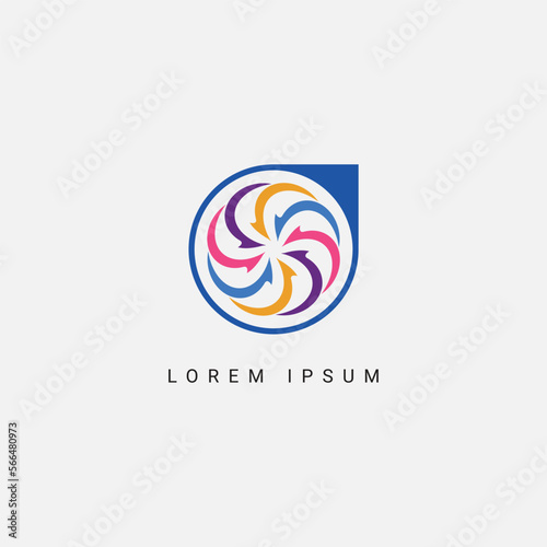 Rainbow colors logo Charity logo design Teamwork illustration symbol. People circle vector icons. Full colors