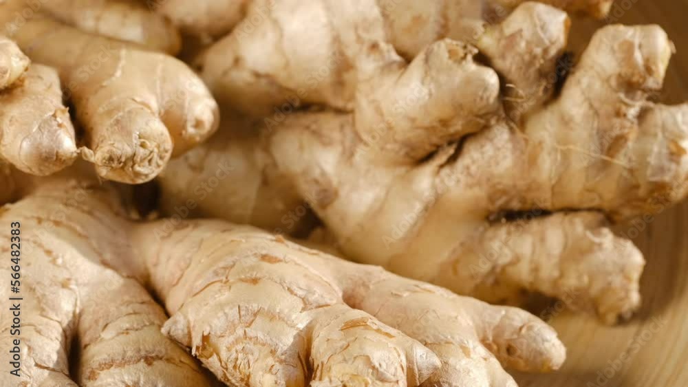 whole ginger root on close up rotating 4K whole ginger root on close up rotating 4K