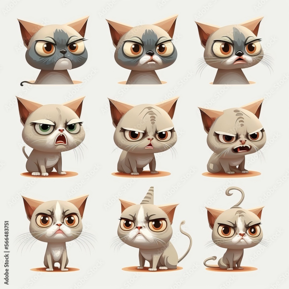 Fototapeta premium Singapura Cat Collection Of Emotions