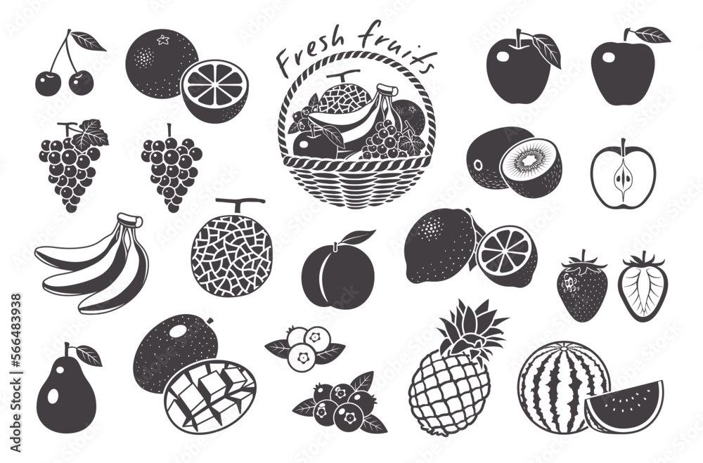 果物 フルーツ イラスト アイコンセット Stock Vector | Adobe Stock