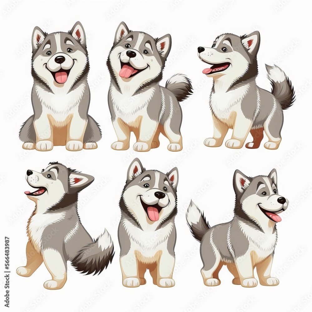 Alaskan Malamute Collection Of Emotions