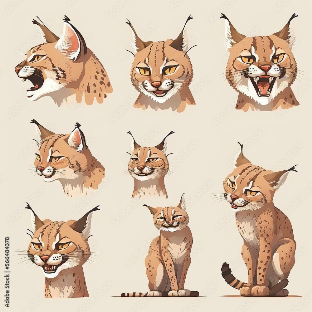 Fototapeta premium Bobcat Collection Of Emotions