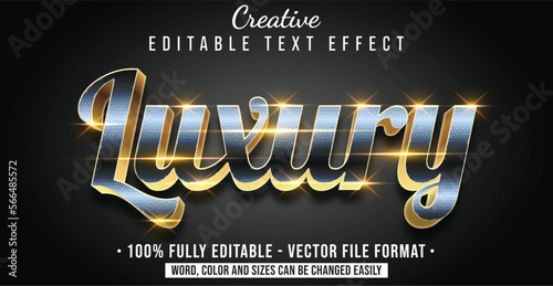 Text style effect with Silver Luxury theme style. Editable text style graphic element.
