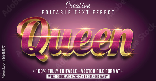 Text style effect with Queen theme style. Editable text style graphic element.