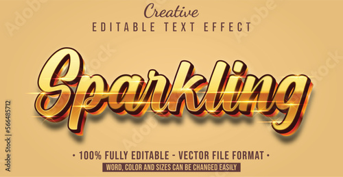 Text style effect with Golden Sparkling theme style. Editable text style graphic element.