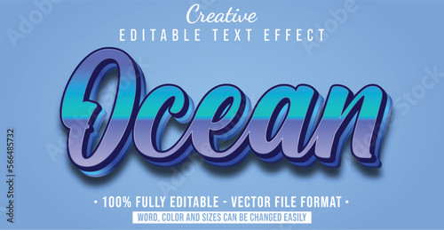 Text style effect with Ocean theme style. Editable text style graphic element.