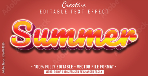 Text style effect with Summer theme style. Editable text style graphic element.