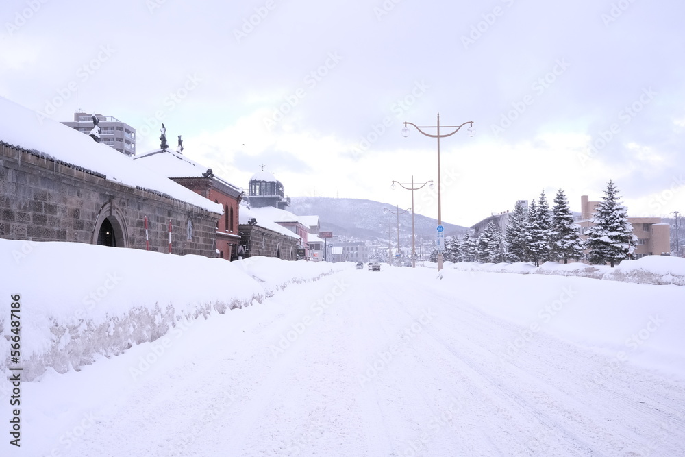 Otaru street in the snow