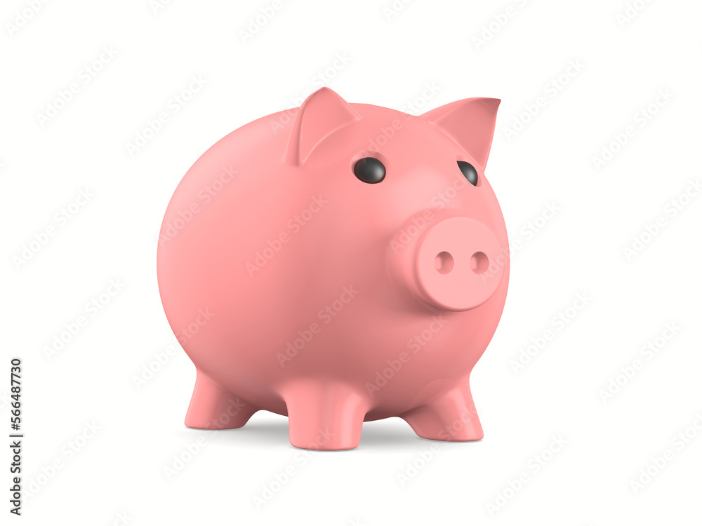 Pink piggy bank on white background. Isolated 3D illustration Pink piggy bank on white background. Isolated 3D illustration