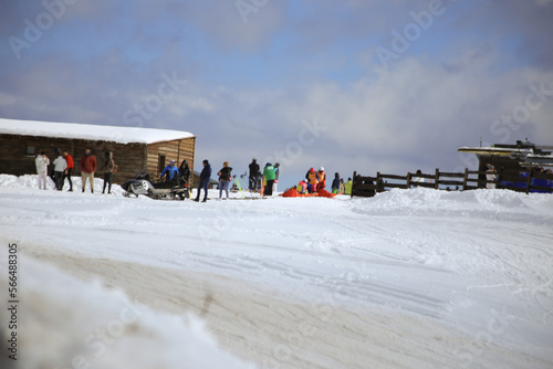 ski center of anilio greece winter sports on the snow people skiier snow mobiles