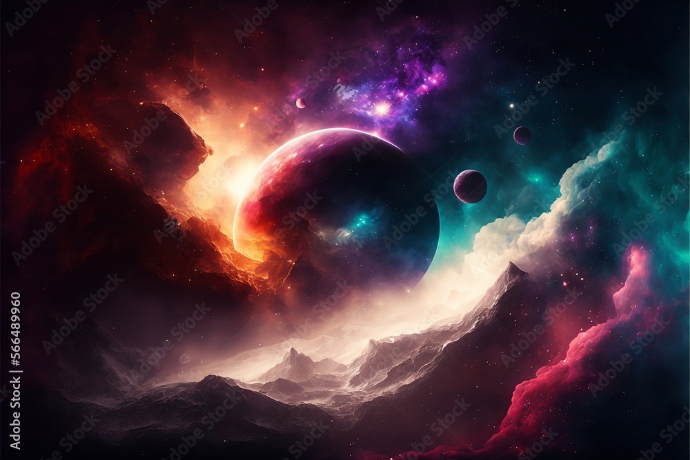 Abstract outer space endless nebula galaxy background. Generative ai Abstract outer space endless nebula galaxy background. Generative ai