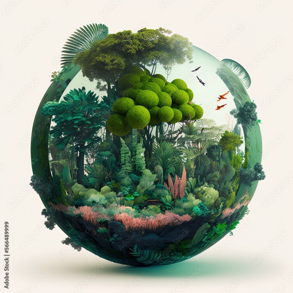 Generative AI a green mini planet earth, Illustration of planet Earth ...