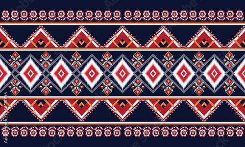 Abstract ethnic geometric flower pattern design pattern for background,fabric,wrapping,clothing,carpet,wallpaper,clothing,wrapping,batik,fabric