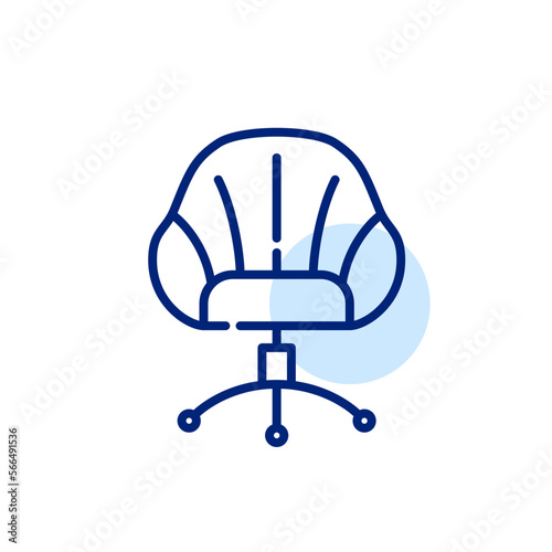 Large sofa swivel chair. Elegant and comfortable workplace furniture. Pixel perfect, editable stroke line icon