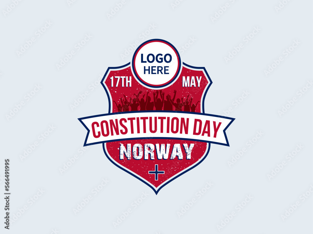 Obraz premium Norway independence day. People celebrate and Logo presentation on the shield vector.