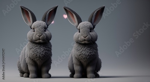 Gray bunnies on a uniform background