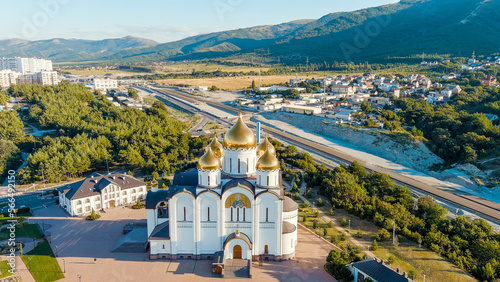 Gelendzhik, Russia. Cathedral of St. Andrew the First-Called. Highway M4-Don, Aerial View