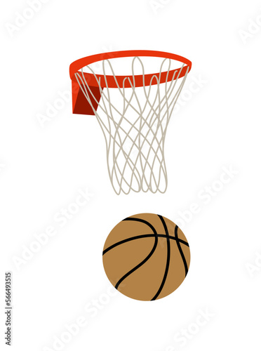 バスケットボールとバスケットゴールのナチュラルなストップモーションイラスト ベクター Natural stop motion illustration of basketball and basketball goal. Vector ©  みやもとかずみ