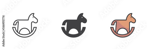 Rocking horse different style icon set