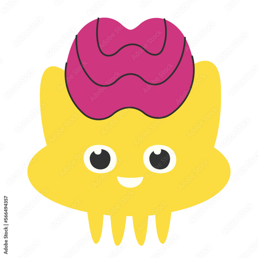 Obraz premium Alien with big brain. Character in cartoon style.