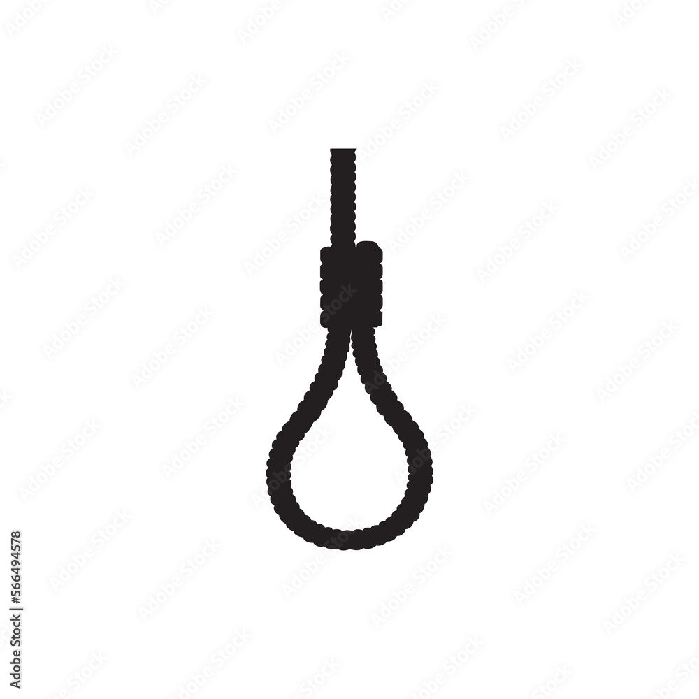 Hanging rope silhouette vector icon Hanging rope silhouette vector icon
