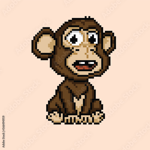 vector ape in pixel art style 