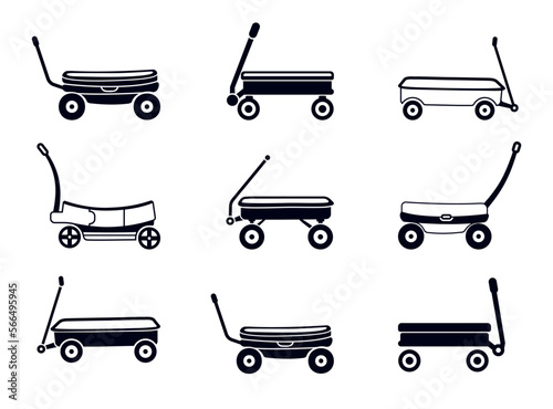 Red Wagon Illustrations Clip Art Hugh Collection Design, With White Background, Creative 3D Illustration Vector Design With Free Concept