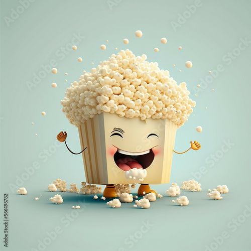 Happy Popcorn Character