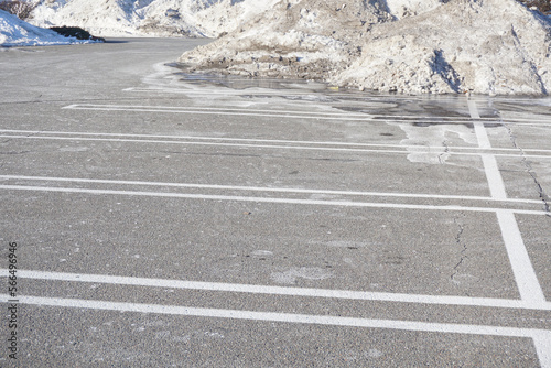parking lots with snow removed in winter 