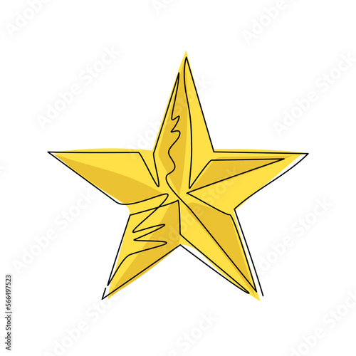 Continuous one line drawing favourite star icon logo template for many purposes. Stars rating review icon for website  mobile apps  banner  poster. Single line draw design vector graphic illustration
