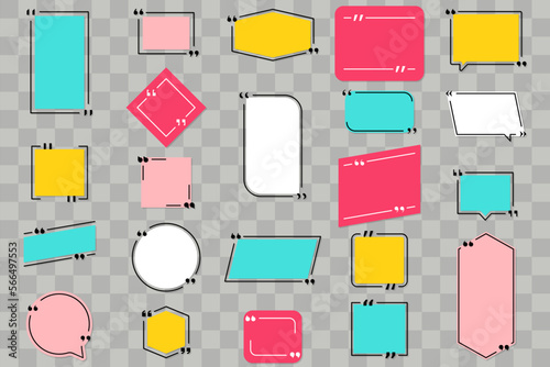 Quote Box Frame. Blank frame for citation. Citation memo or text box bubble. Vector illustration