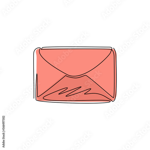 Single one line drawing closed mail envelope icon. Not read incoming message. Decoration for greeting cards, posters, prints for clothes. Modern continuous line draw design graphic vector illustration