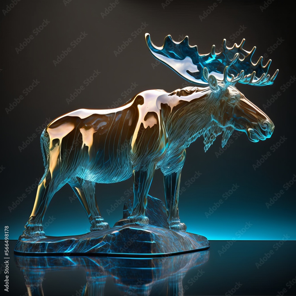 Moose Crystal And Glass Art (generative AI)
