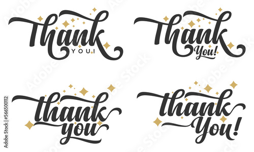 Thank you lettering signs. Script and handwritten typography. Thank you text or lettering. Thank logo collection. Typography Design Inspiration