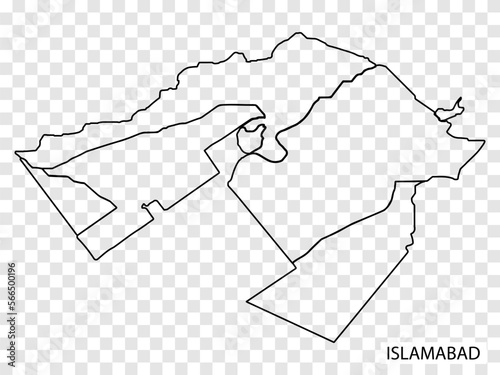High Quality map of Islamabad is a the capital of Pakistan, with borders of the regions. Map Islamabad for your web site design, app, UI. EPS10.